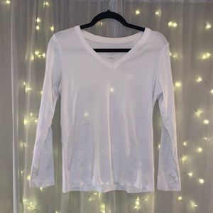 Lands’ End Perfect Basics 🤍 White Long-Sleeve Top
